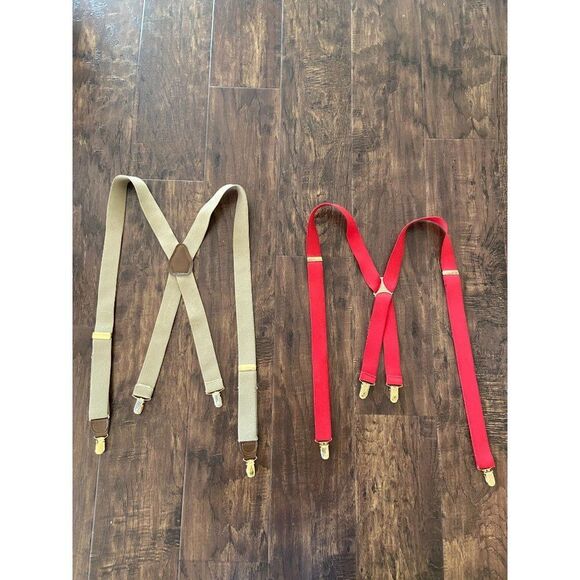 Set of 2 Red and Tan Suspenders - Picture 1 of 5